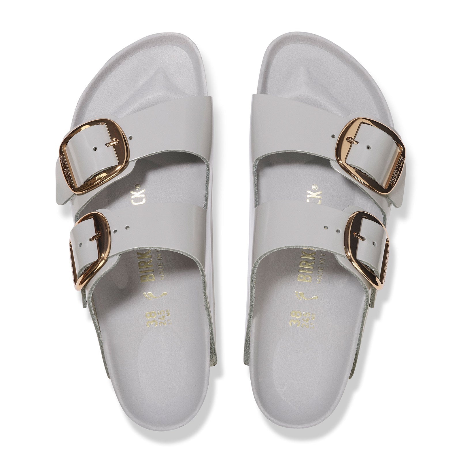 Birkenstock Arizona Big Buckle Narrow Slide Sandal (Women) - High Shine Stone Coin Leather