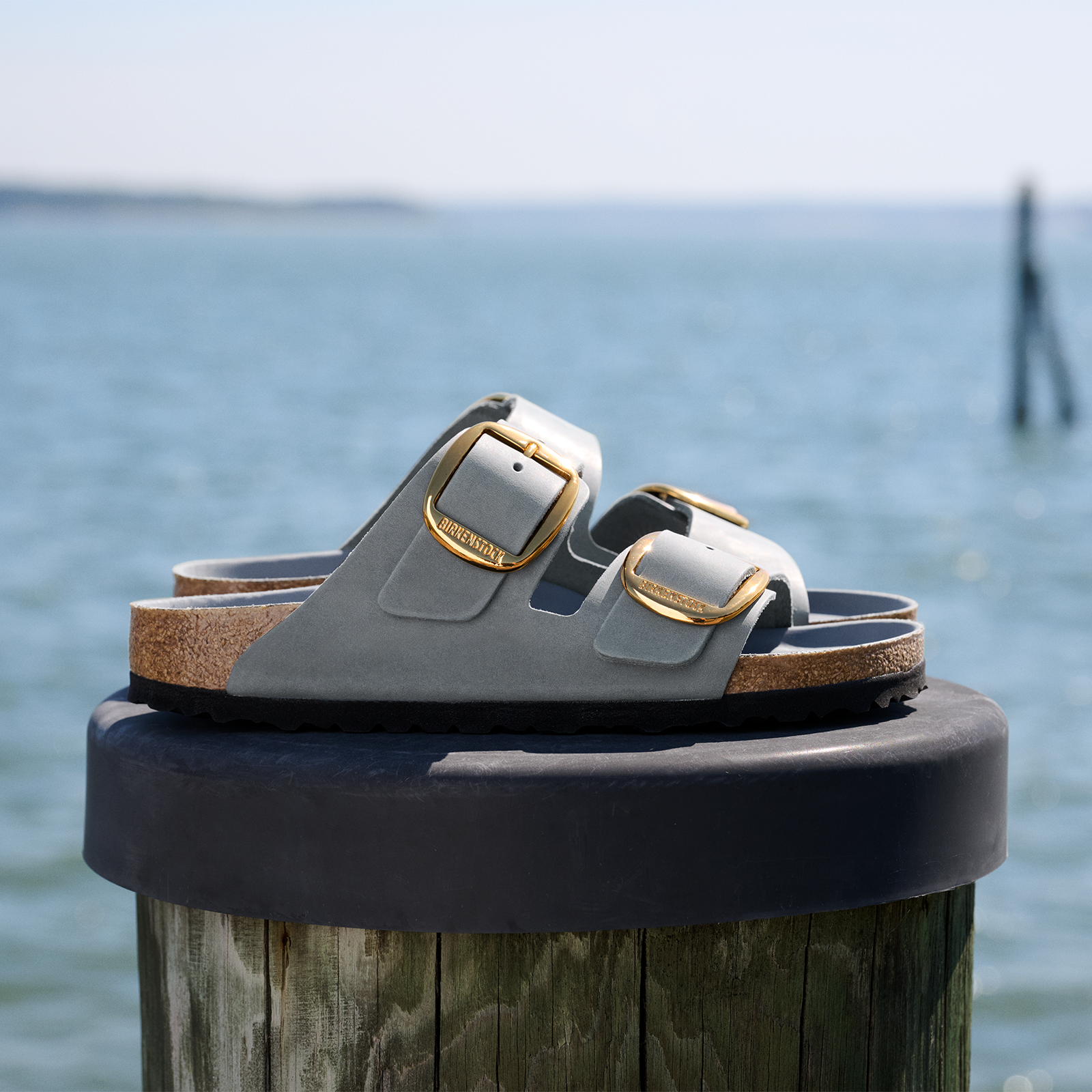 Birkenstock Arizona Big Buckle Narrow Slide Sandal (Women) - Basalt Gray Oiled Leather