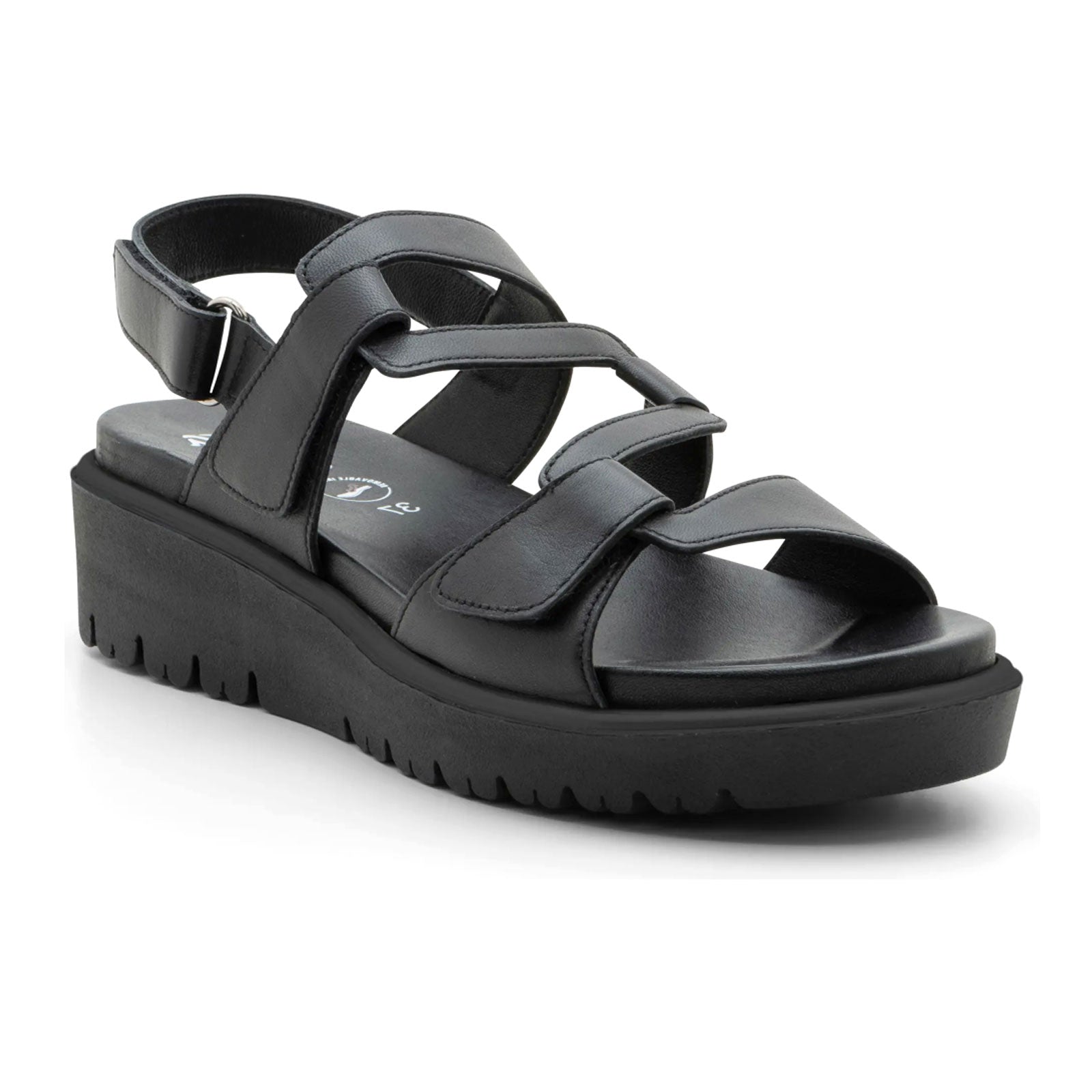 Ara Bayview Wedge Sandal (Women) - Black Nappa Leather