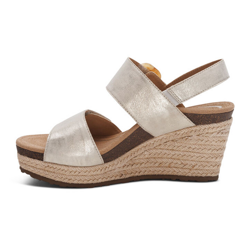 Aetrex Ashley Wedge Sandal (Women) - Champagne