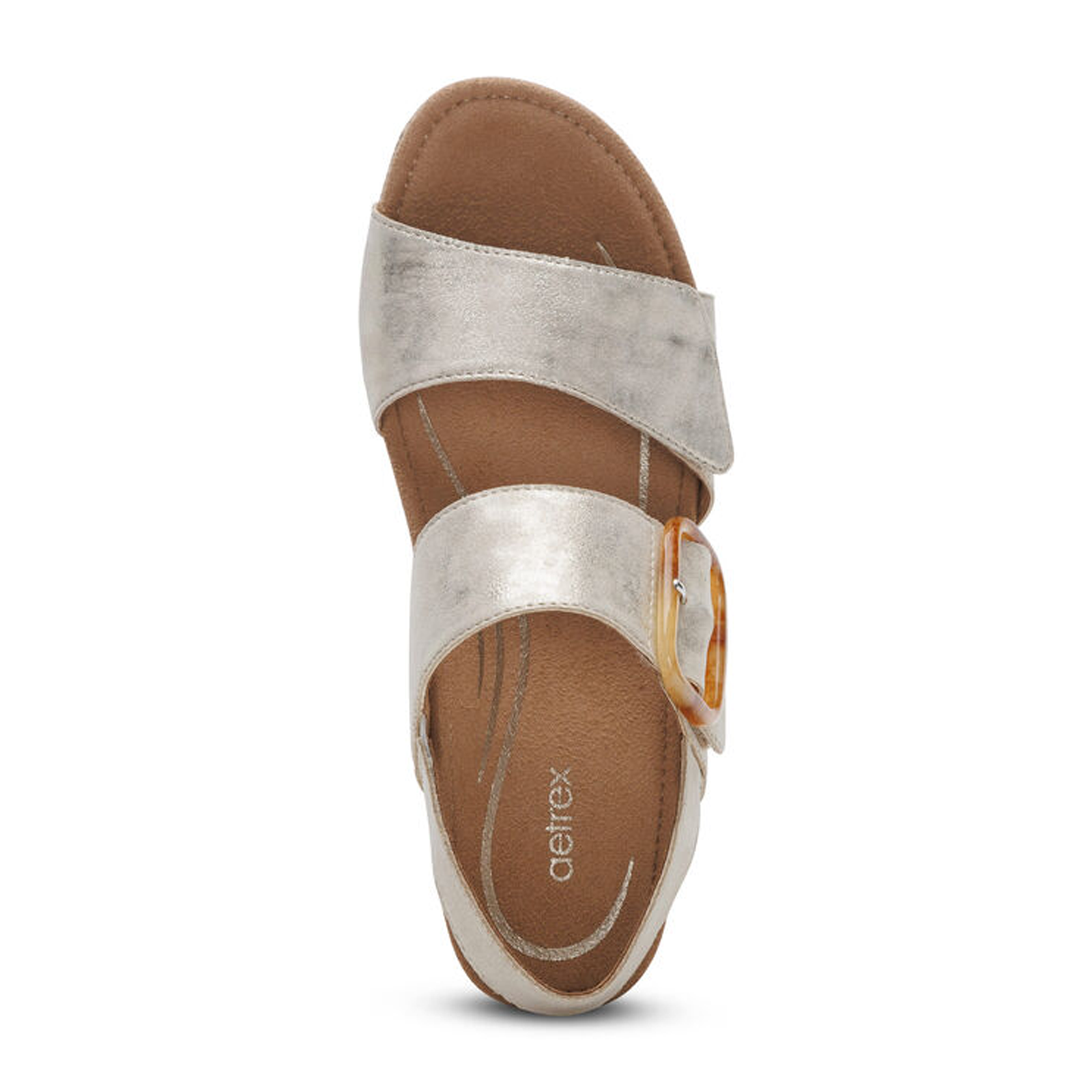 Aetrex Ashley Wedge Sandal (Women) - Champagne