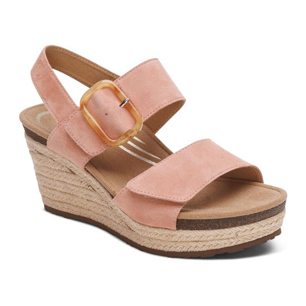 Aetrex Ashley Wedge Sandal (Women) - Rose