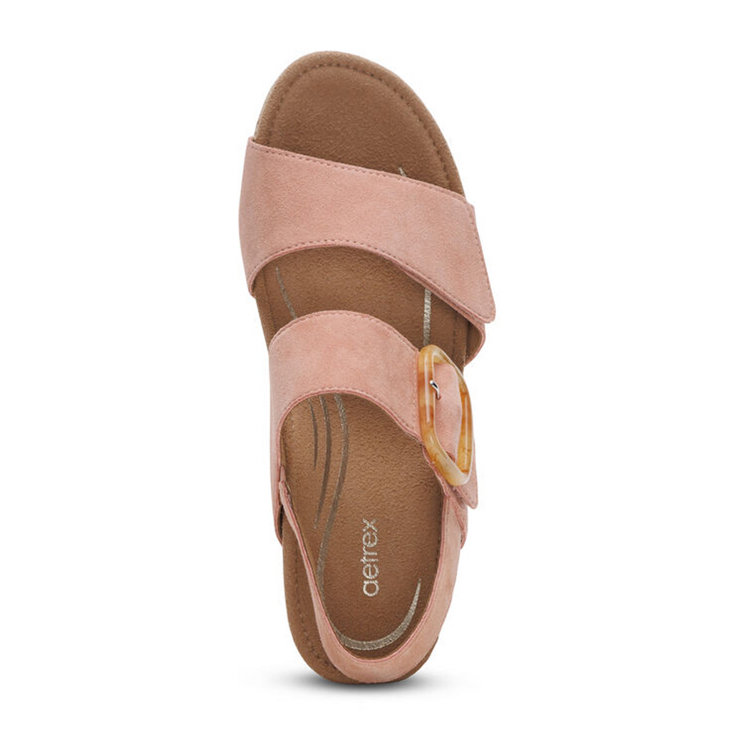 Aetrex Ashley Wedge Sandal (Women) - Rose
