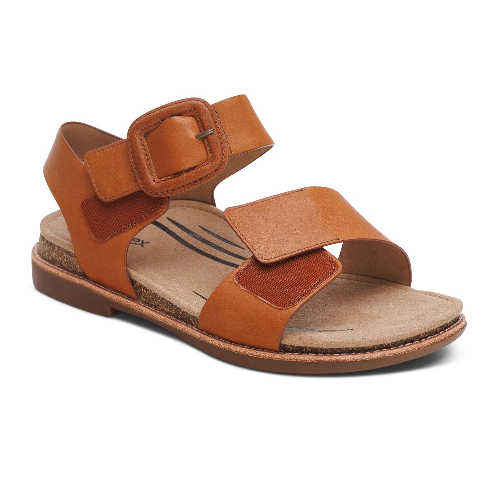 Aetrex Claire Backstrap Sandal (Women) - Cognac