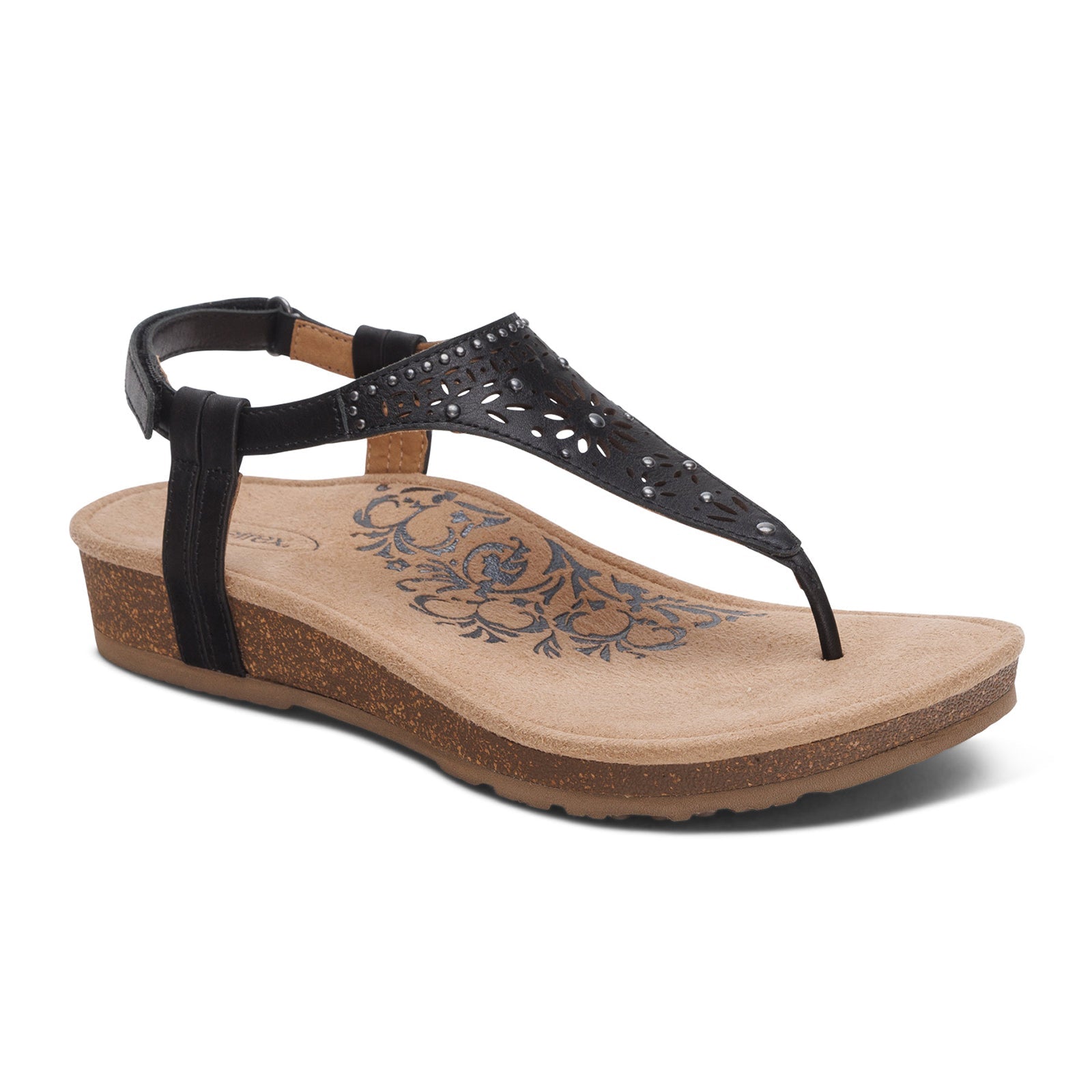 Aetrex Evelyn Backstrap Sandal (Women) - Black