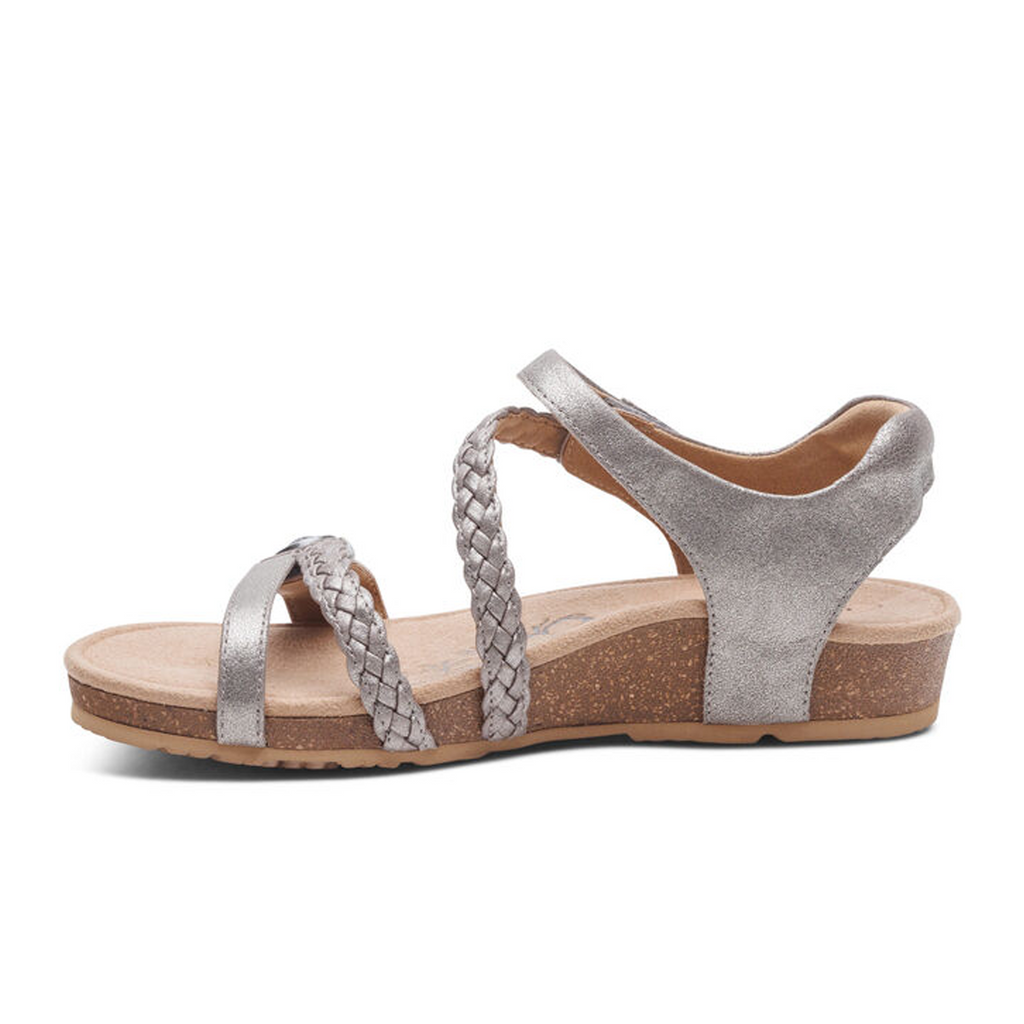Aetrex Jillian Braided Backstrap Sandal (Women) - Brushed Silver