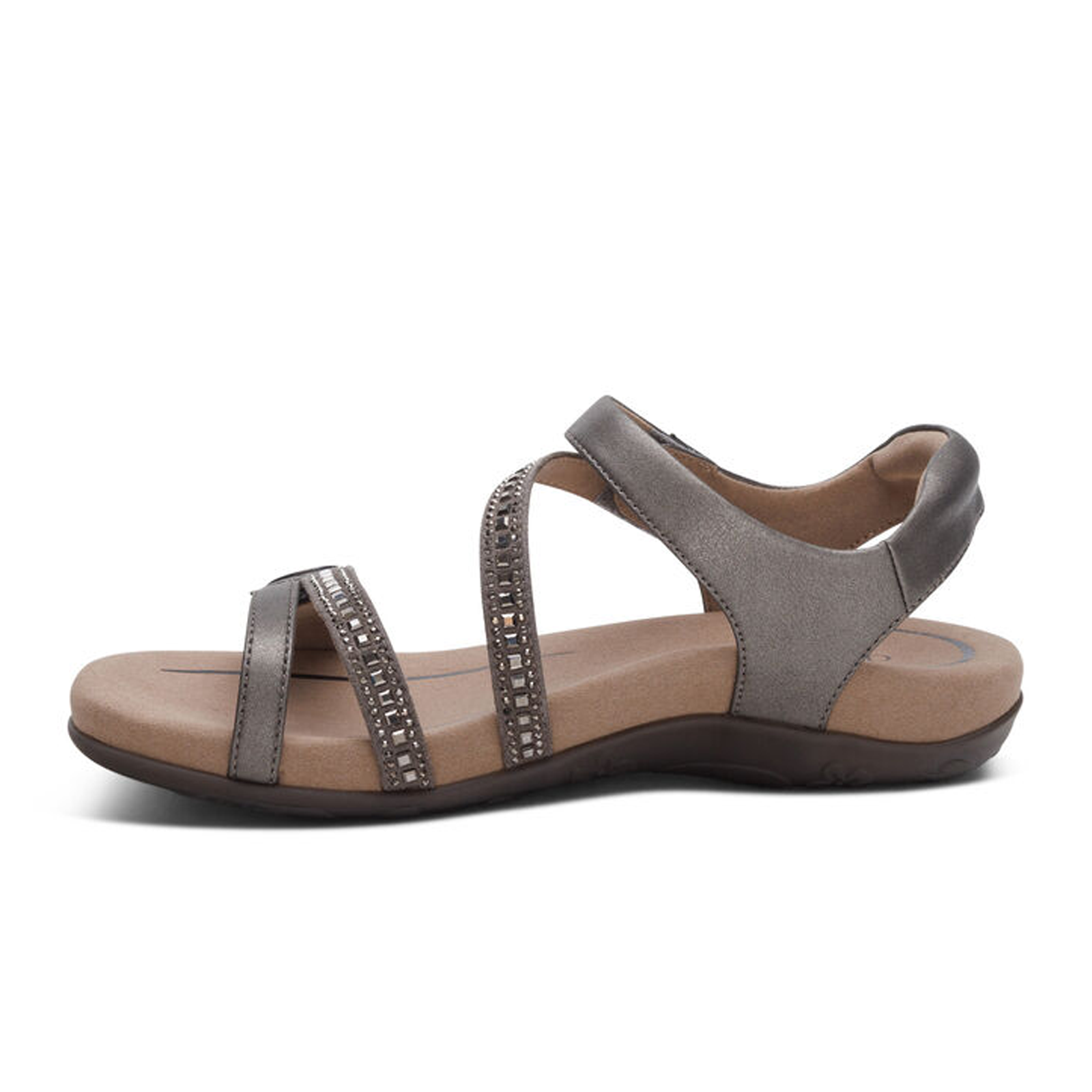 Aetrex Jess Jeweled Backstrap Sandal (Women) - Pewter Sparkle